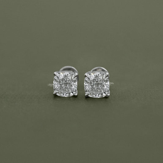 Square Cushion Lab Diamond Stud Earrings