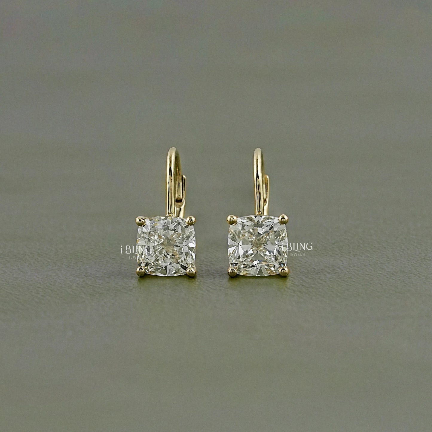Square Cushion Lab Diamond Hoop Earrings Dangle & Drops