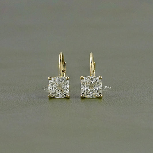 Square Cushion Lab Diamond Hoop Earrings Dangle & Drops