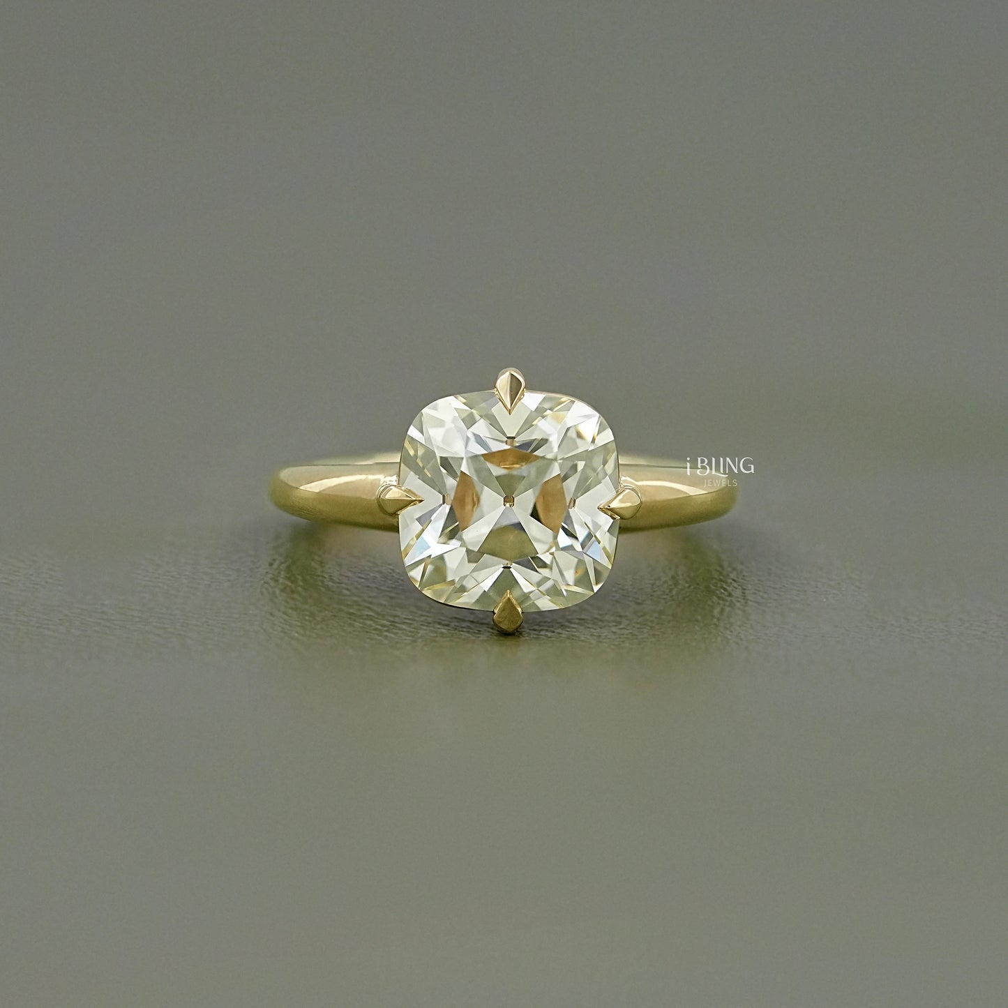 Square Old Mine Cushion Cut Solitaire Ring