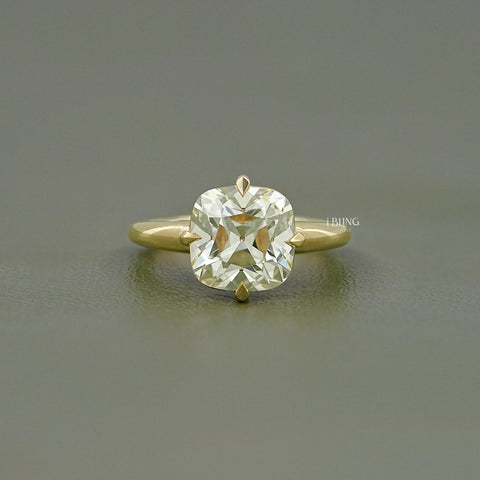 Square Old Mine Cushion Cut Solitaire Ring