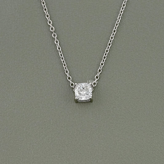 Square Cushion Lab Grown Diamond Solitaire Pendant Necklace Pendants