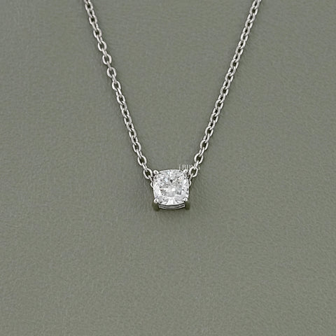 Square Cushion Lab Grown Diamond Solitaire Pendant Necklace