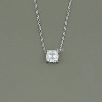 Square Old Mine Cushion Solitaire Pendant Necklace