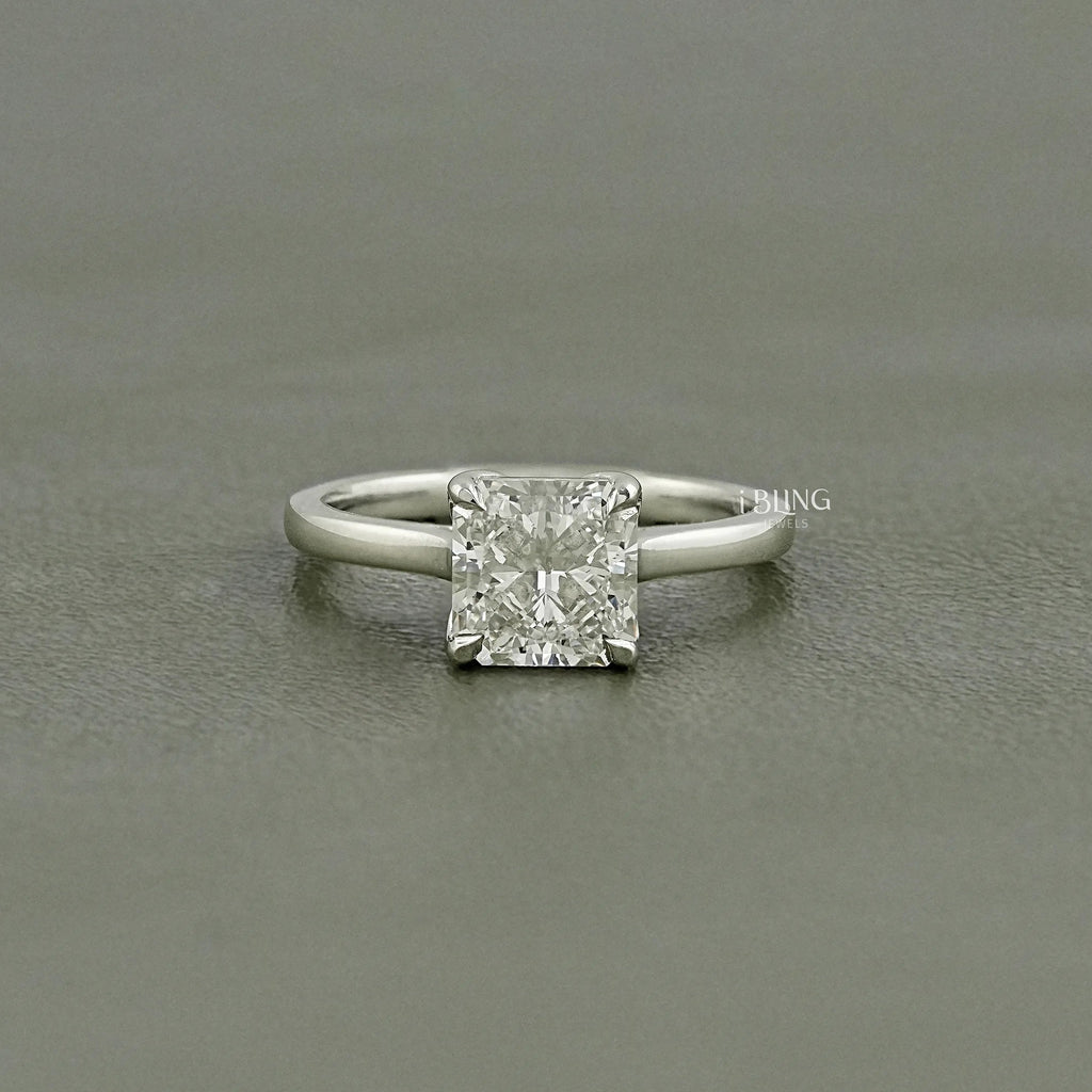 Square Radiant Cut Lab Diamond Solitaire Ring