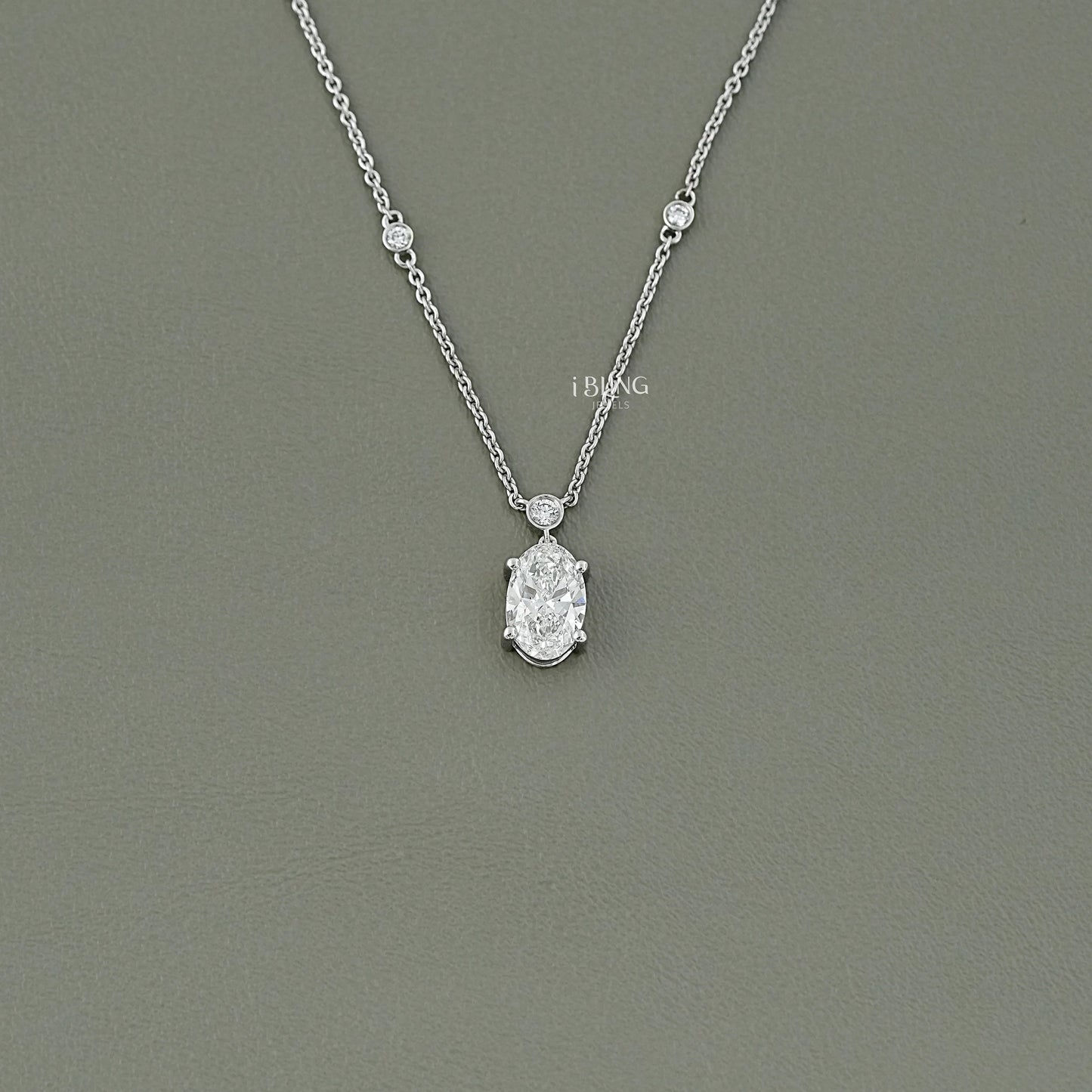 Oval Cut Lab Diamond Station Necklace