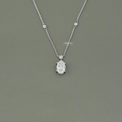 Oval Cut Lab Diamond Station Necklace