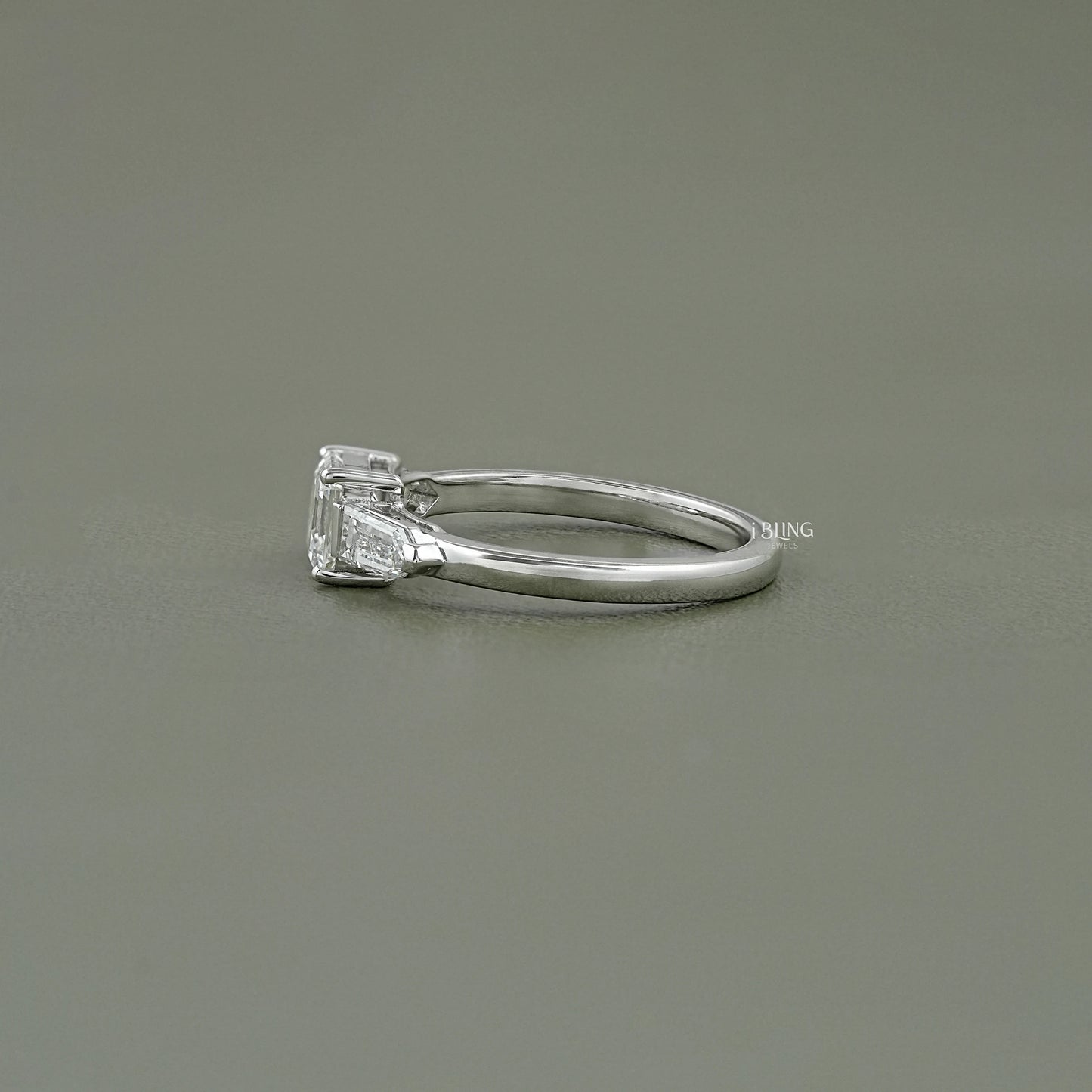 Asscher Cut Lab Diamond Three Stone Engagement Ring Three Stone Ring