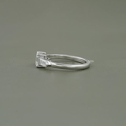 Asscher Cut Lab Diamond Three Stone Engagement Ring