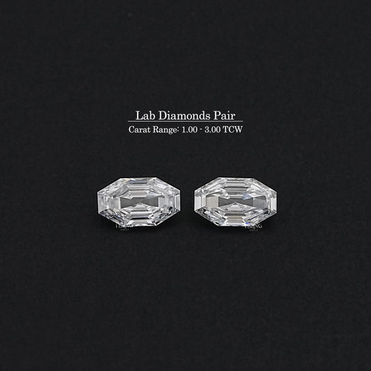 Step Cut Octagon Lab Diamond Matching Pair