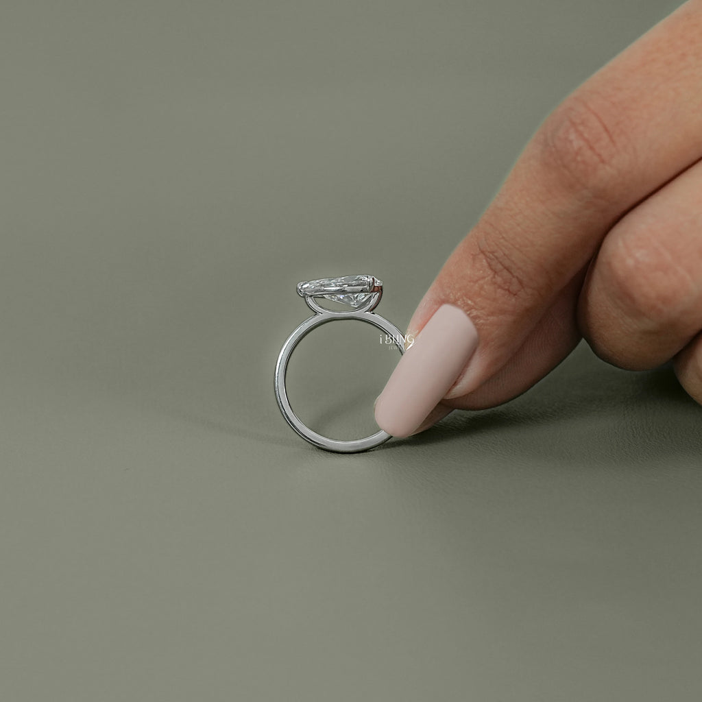 Pear Cut Lab Diamond Solitaire Engagement Ring