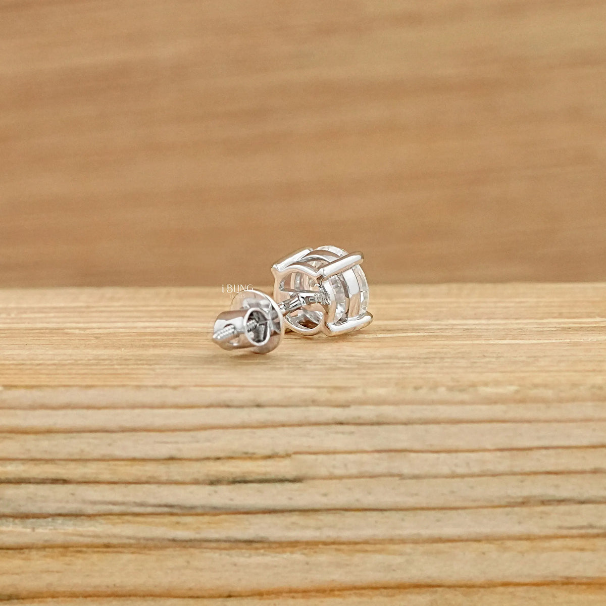 Round Cut Lab Diamond Screw Back Men's Stud Earrings