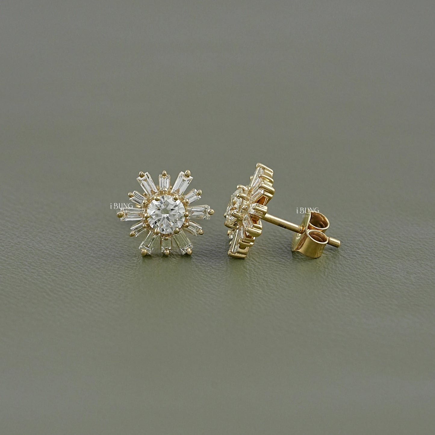 Round Lab Diamond Cluster Set Stud Earrings Stud