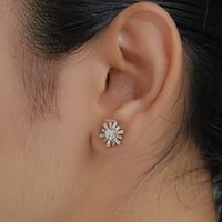 Round Lab Diamond Cluster Set Stud Earrings