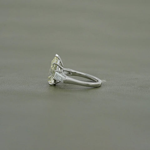 Old Mine Pear Lab Diamond Three Stone Ring