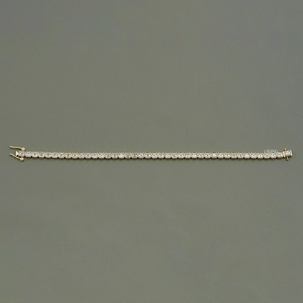 Asscher Cut Lab Diamond Bezel Set Tennis Bracelet
