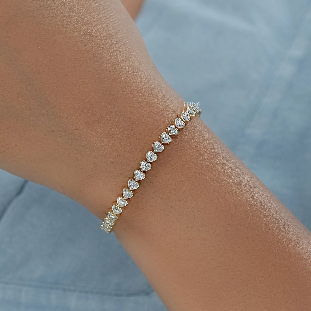 Heart Cut Lab Grown Diamond Tennis Bracelet