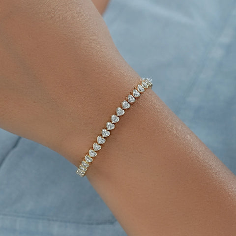 Heart Cut Lab Grown Diamond Tennis Bracelet
