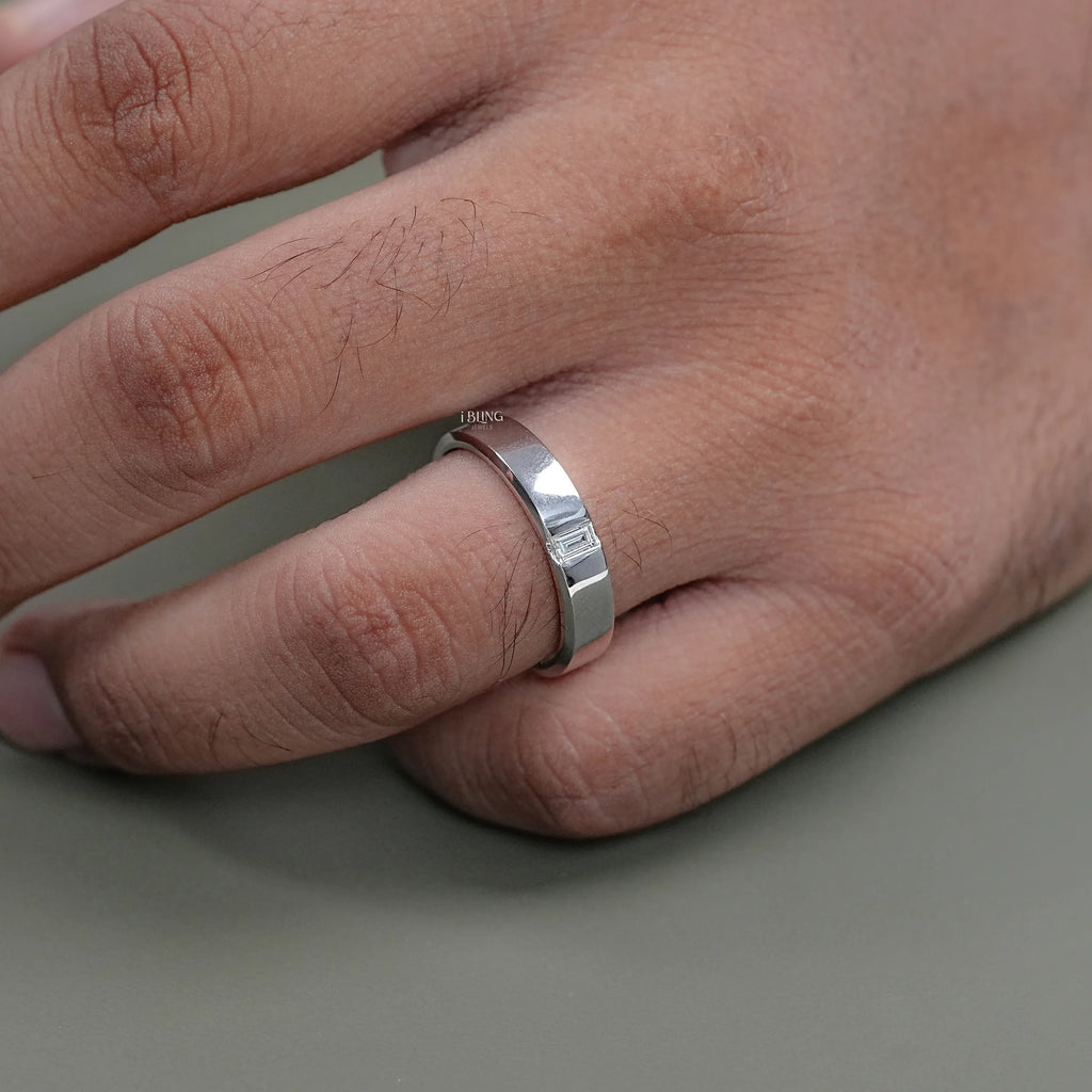 Baguette Lab Diamond Engagement Men's Band