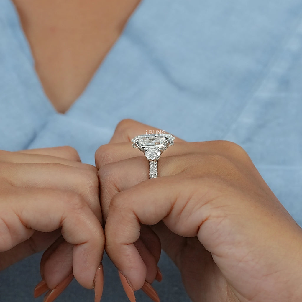 Oval Cut Three Stone Accent Diamond Ring