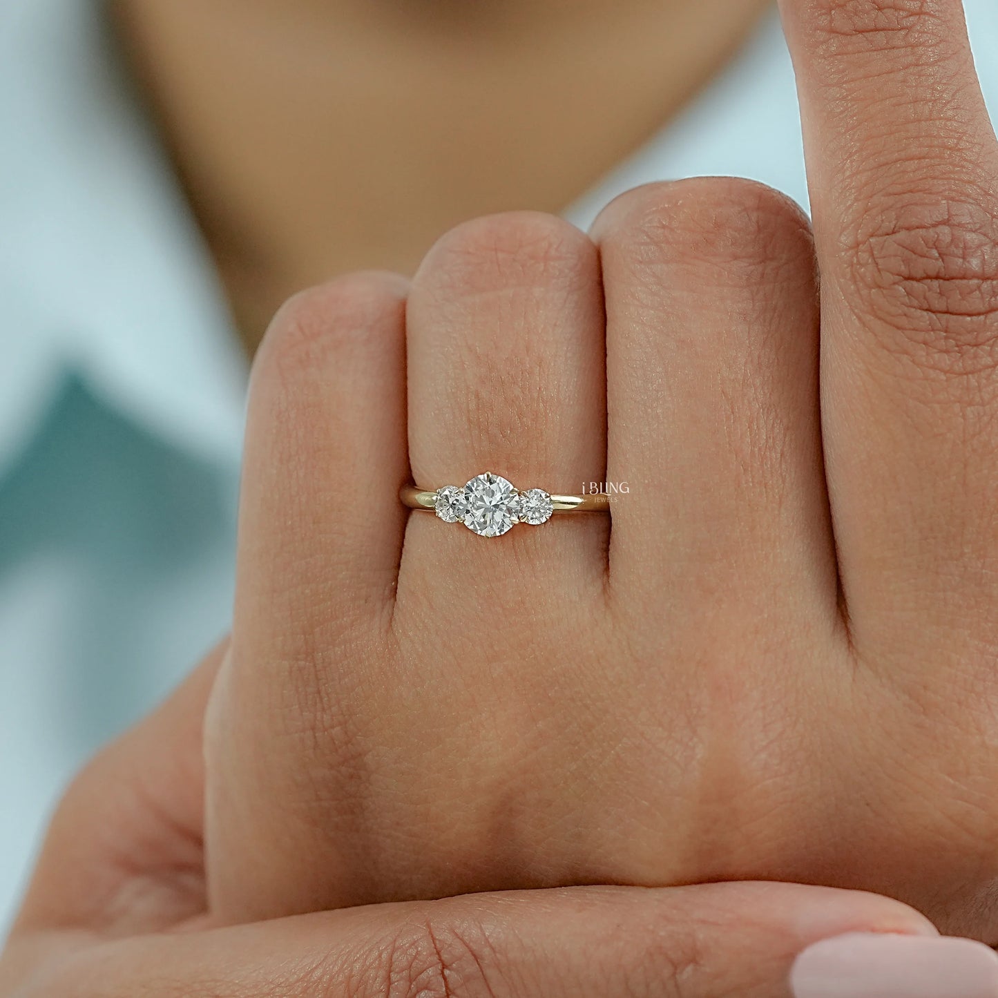 Old European Round Three Stone Anniversary Ring
