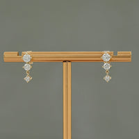 Round Cut Lab Diamond Three Stone Dangle Drop Earring