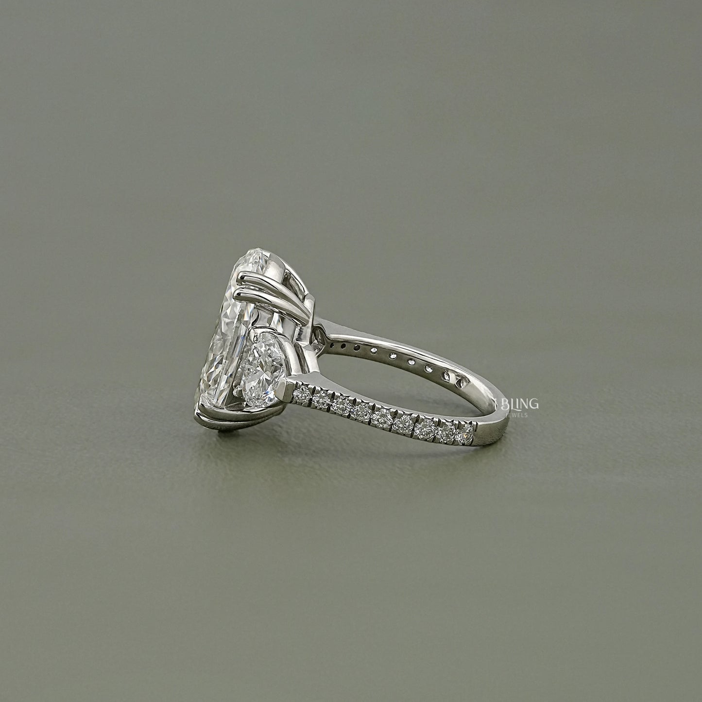Oval And Heart Lab Grown Diamond Ring Solitaire Accent Ring