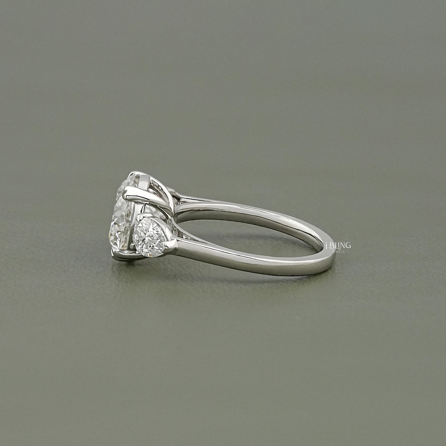 Three Stone Round Diamond Engagement Ring Solitaire Ring