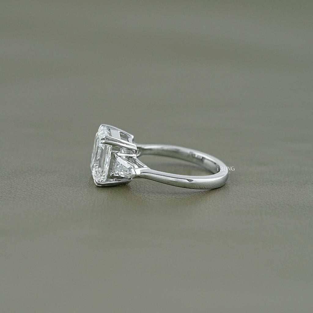 Asscher Cut Lab Grown Diamond Three Stone Ring