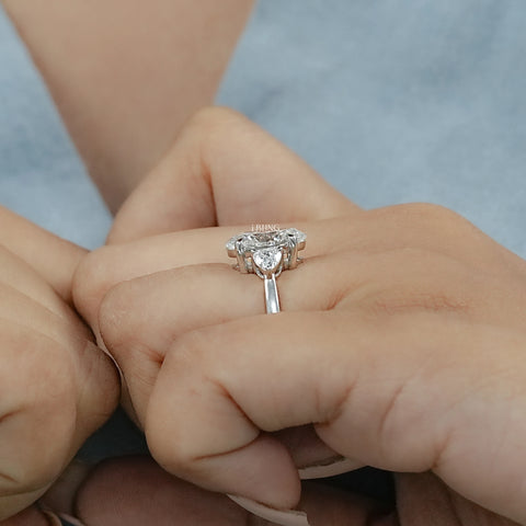 Three Stone Oval Diamond Engagement Ring