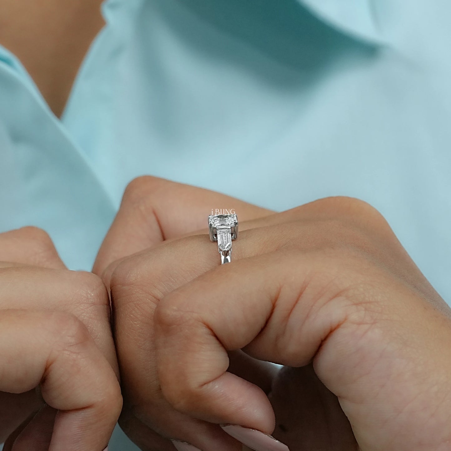 Asscher Cut Lab Diamond Three Stone Engagement Ring Three Stone Ring