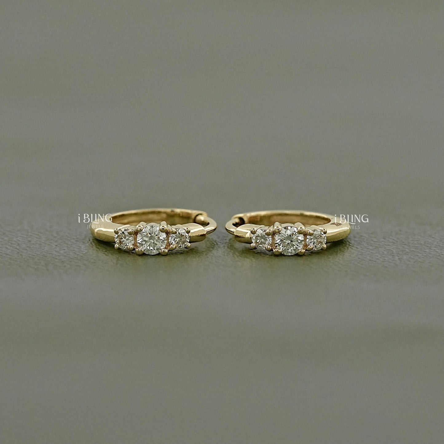 Round Three Stone Lab Diamond Hoop Earring Hoops & Huggies