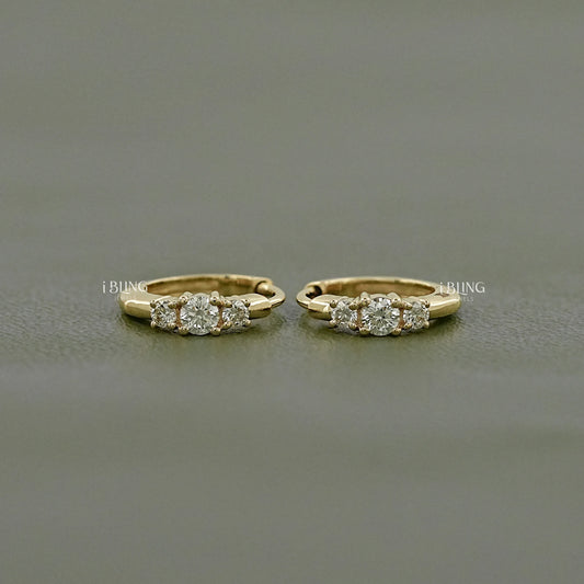 Round Three Stone Lab Diamond Hoop Earring Hoops & Huggies