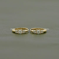 Round Three Stone Lab Diamond Hoop Earring
