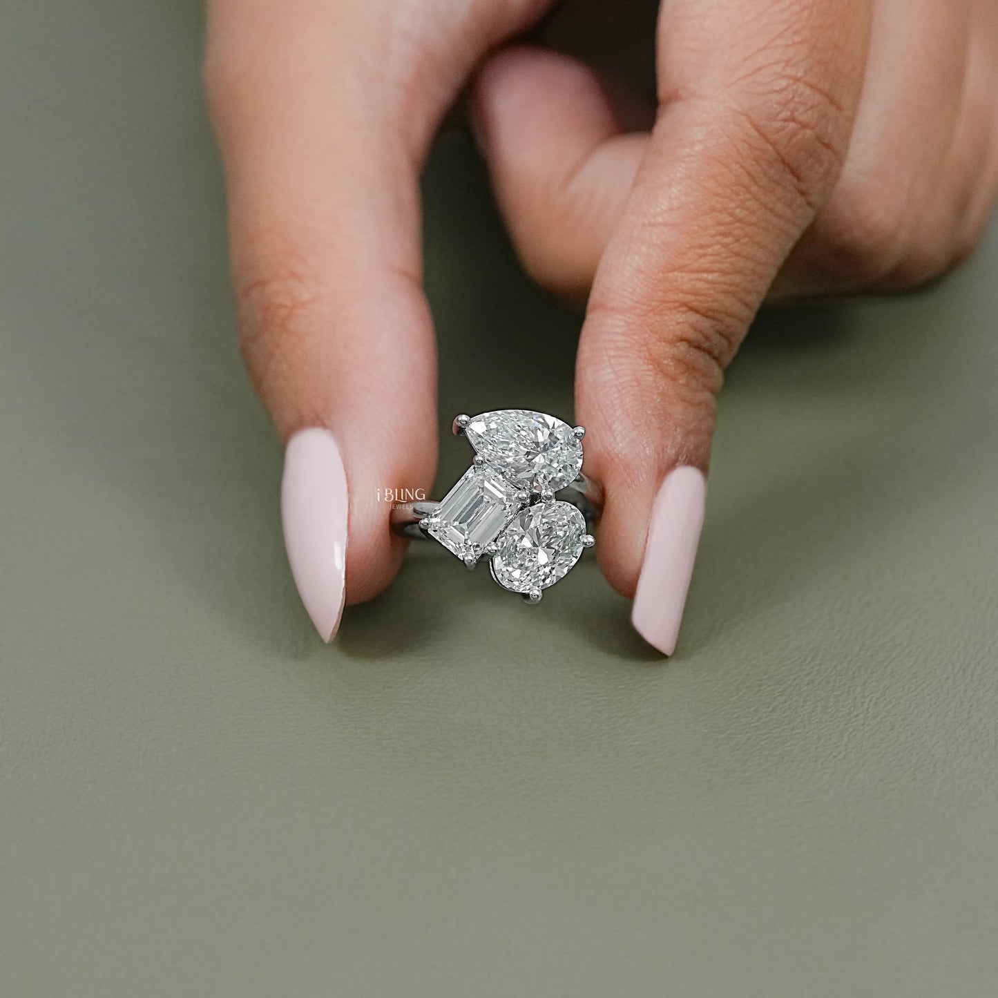 Multi Shape Lab Diamond Three Stone Statement Ring