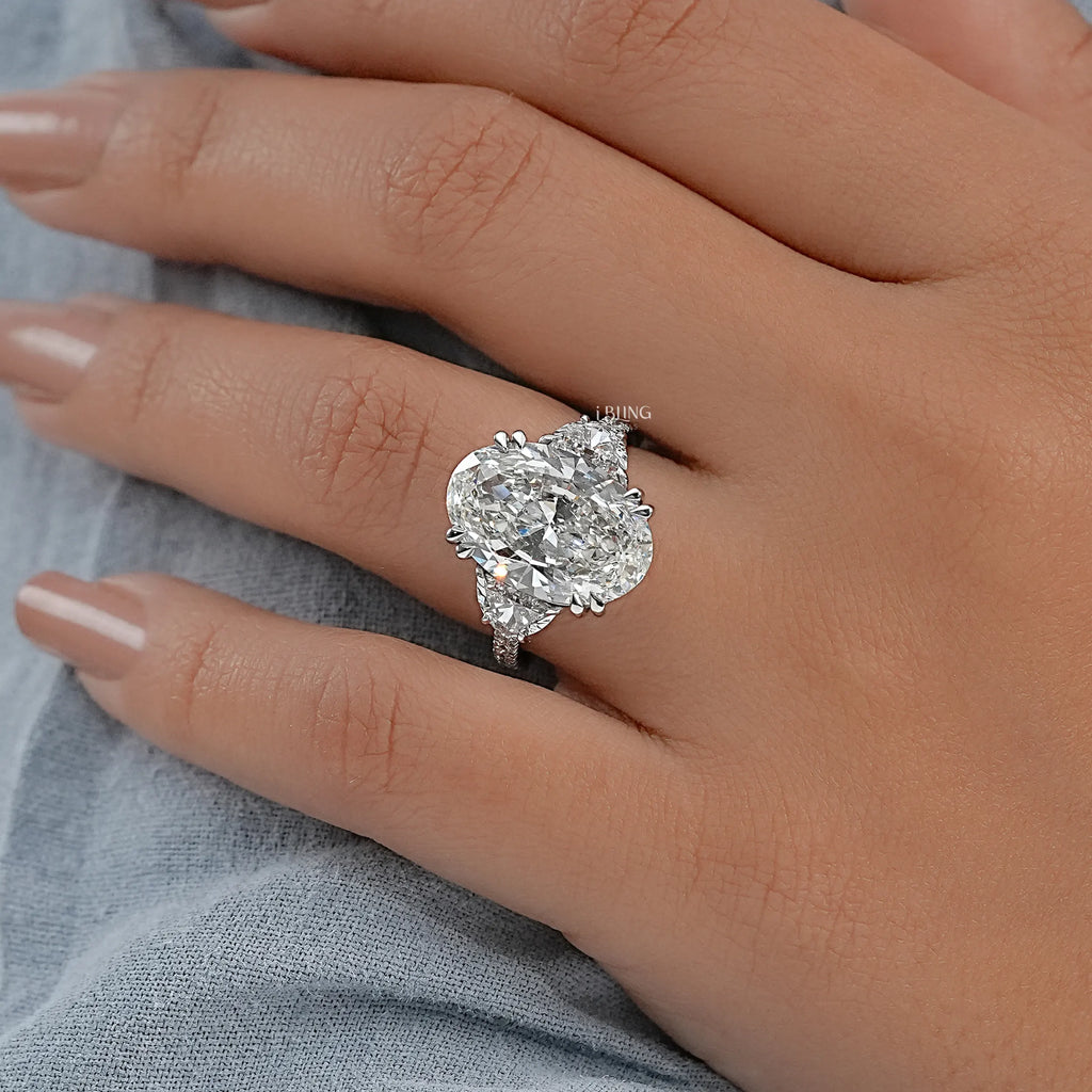 Three Stone Oval Diamond Engagement Ring