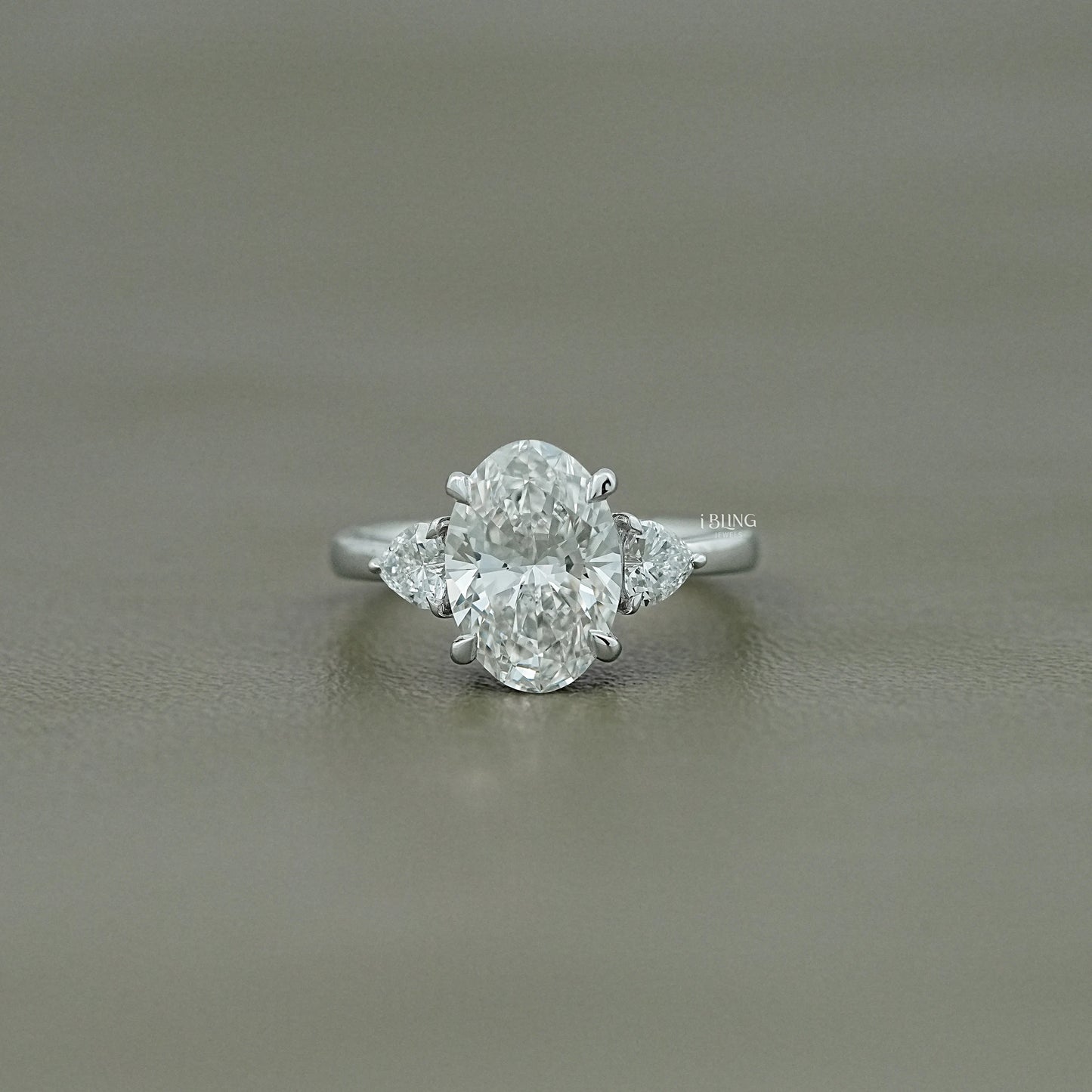Three Stone Oval Diamond Engagement Ring Solitaire Ring