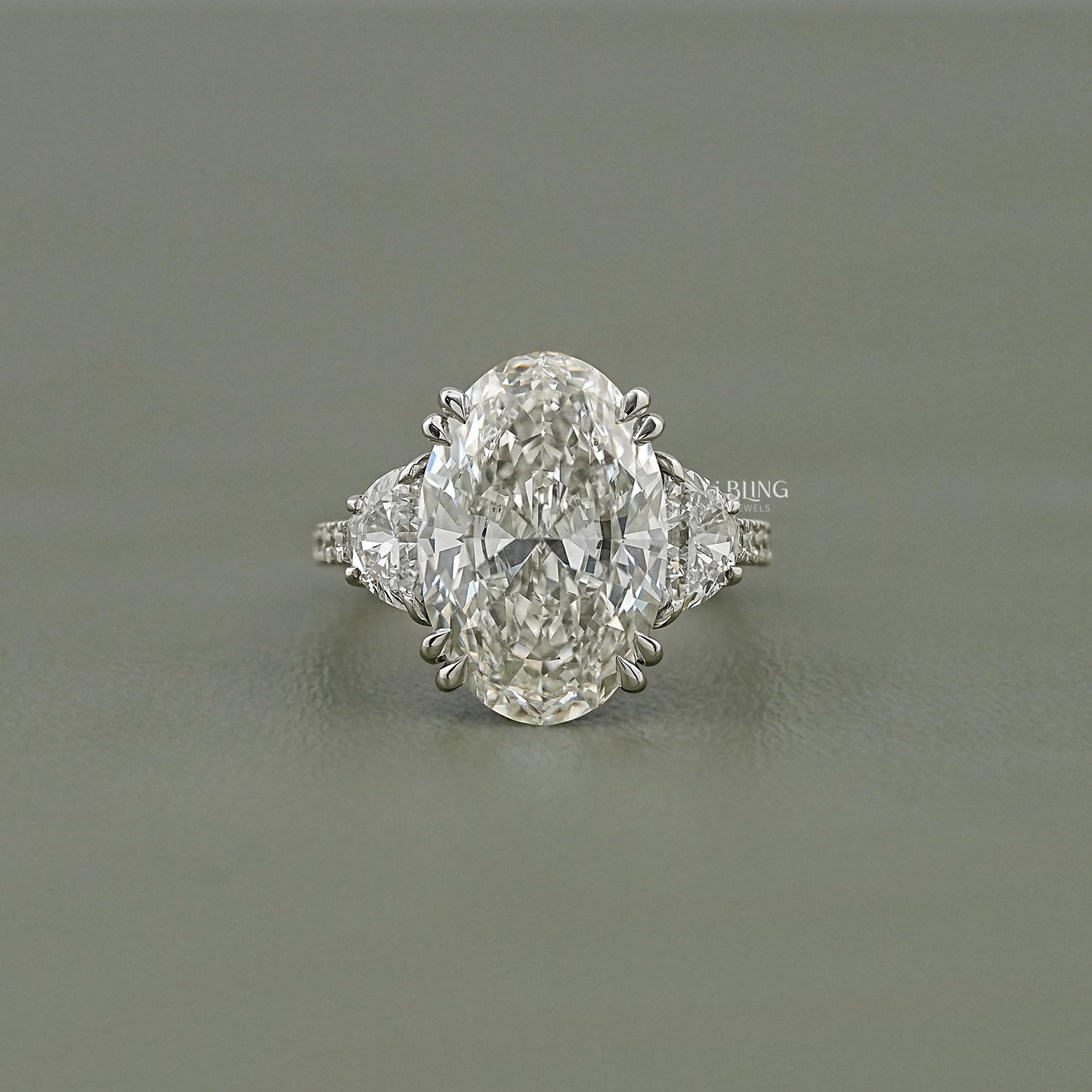 Three Stone Oval Diamond Engagement Ring Solitaire Ring