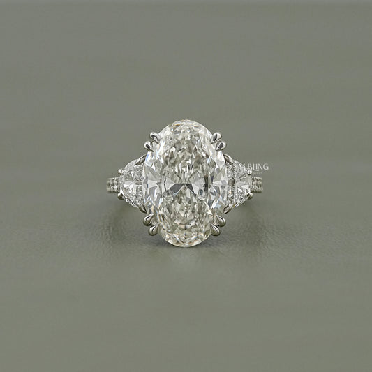 Three Stone Oval Diamond Engagement Ring Solitaire Ring