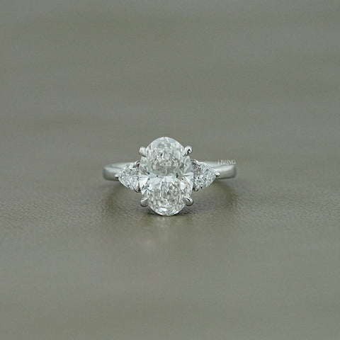 Three Stone Oval Diamond Engagement Ring
