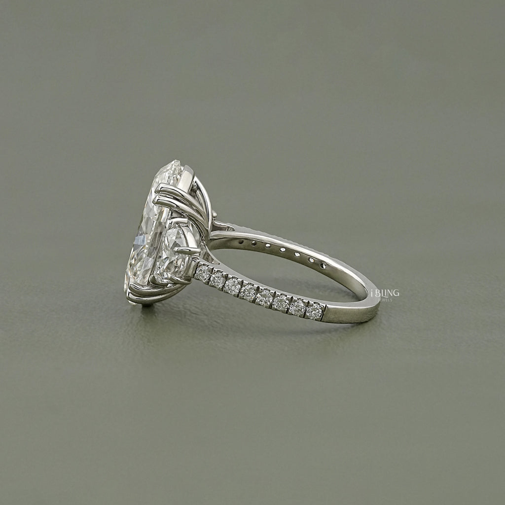 Three Stone Oval Diamond Engagement Ring
