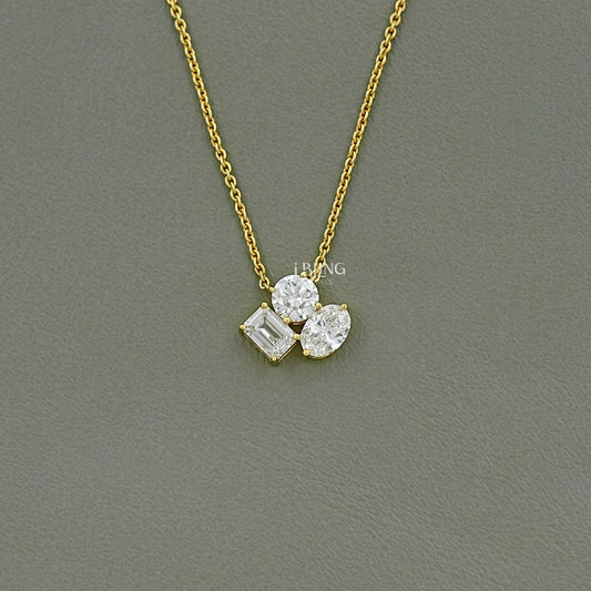 Three Stone Lab Grown Diamond Necklace Pendants