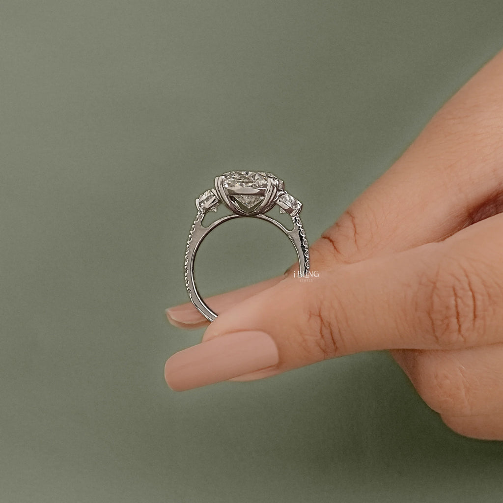 Three Stone Oval Diamond Engagement Ring