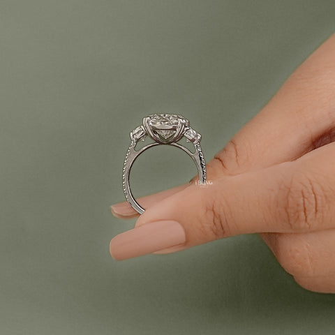 Three Stone Oval Diamond Engagement Ring