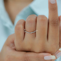 Round Cut Lab Diamond Curved Wedding Band