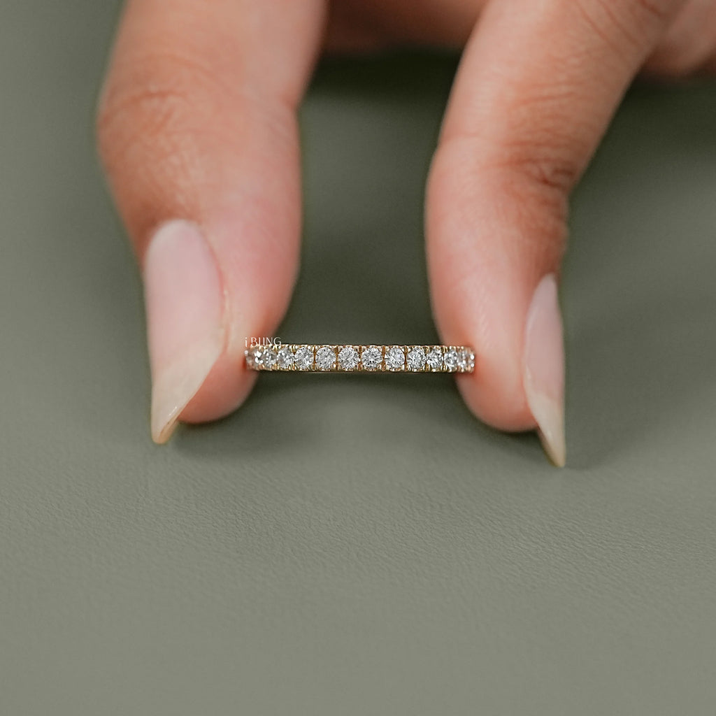Round Cut Lab Diamond Tinny Half Eternity Band