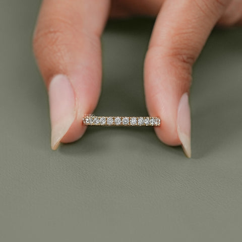 Round Cut Lab Diamond Tinny Half Eternity Band