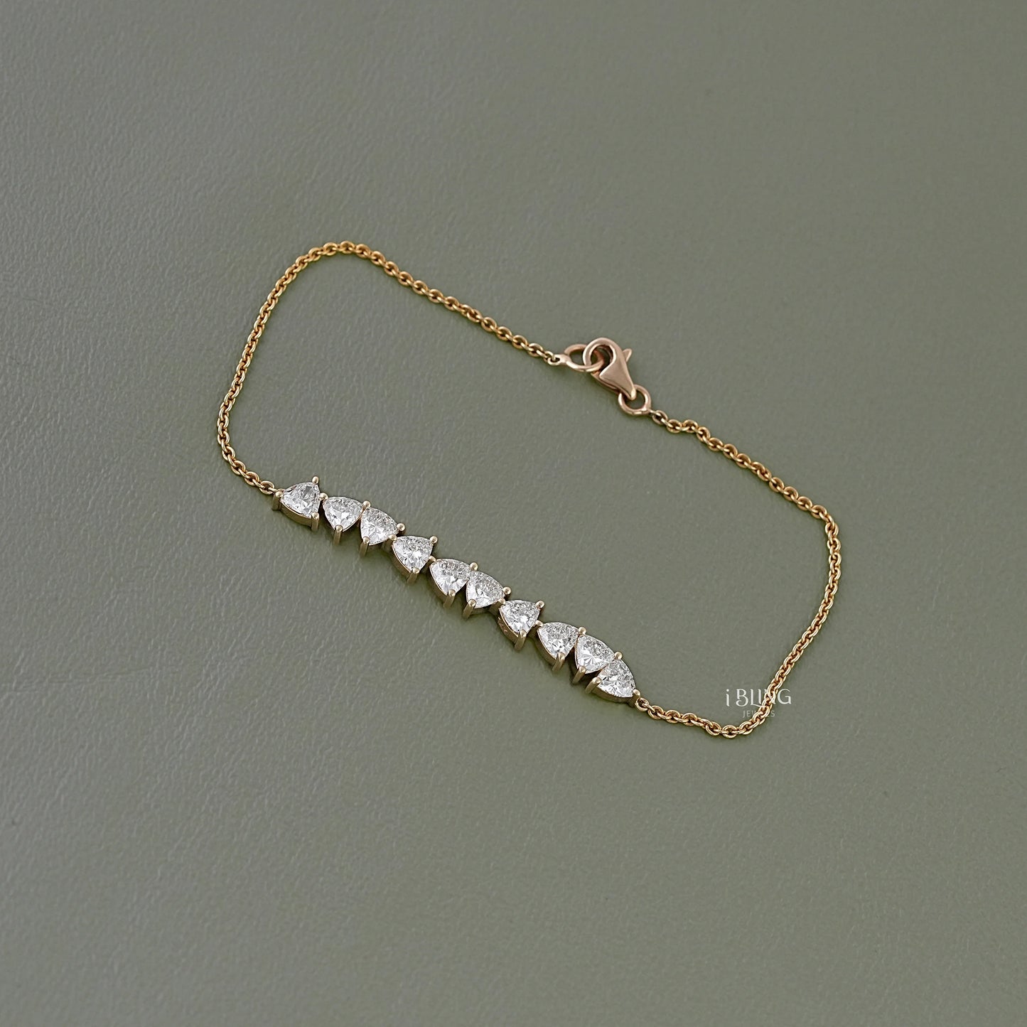 Trillion Cut Lab Grown Diamond Chain Bracelet