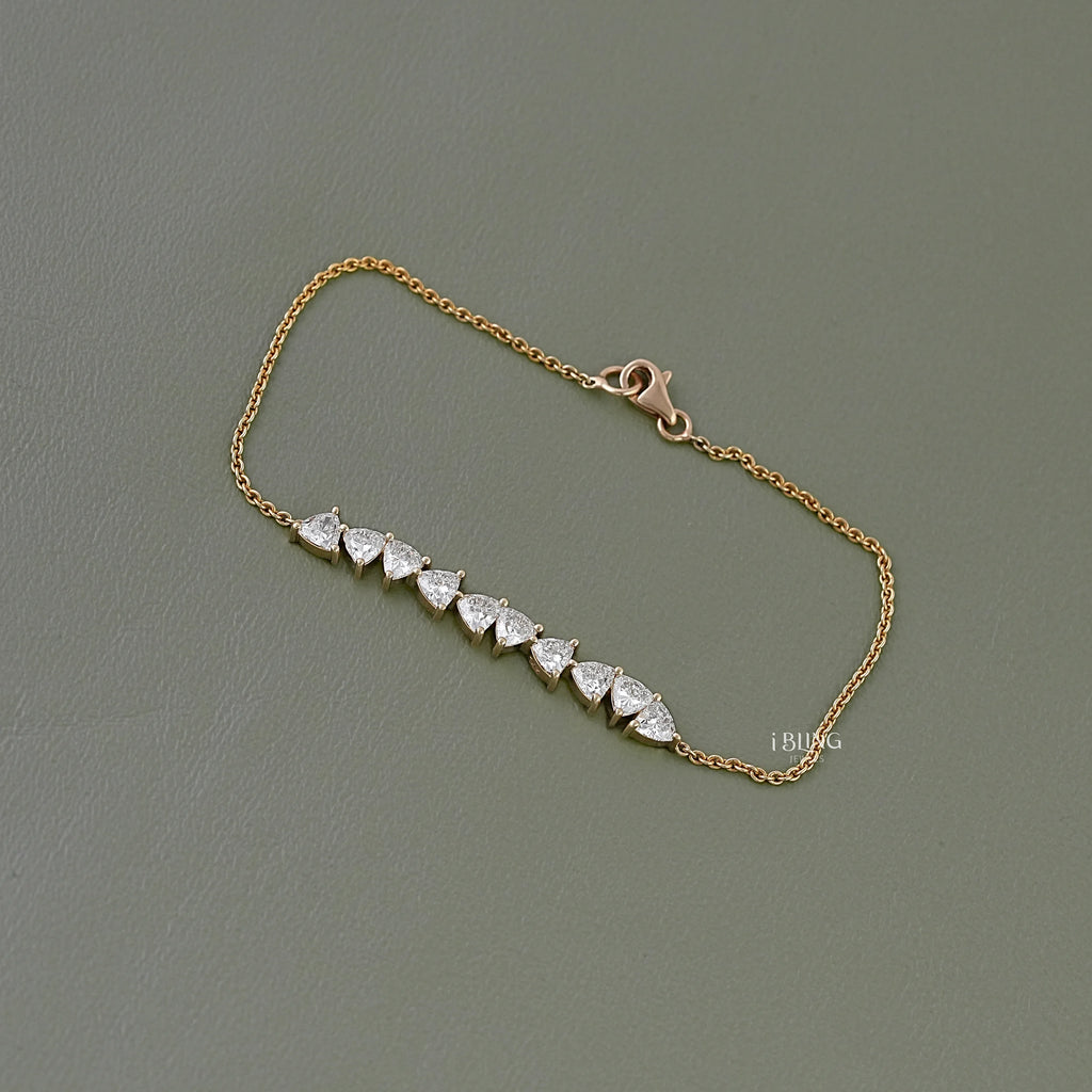 Trillion Cut Lab Grown Diamond Chain Bracelet