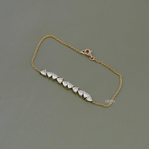 Trillion Cut Lab Grown Diamond Chain Bracelet